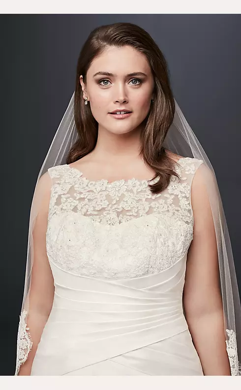 Illusion Lace and Taffeta Plus Size Wedding Dress Image 3