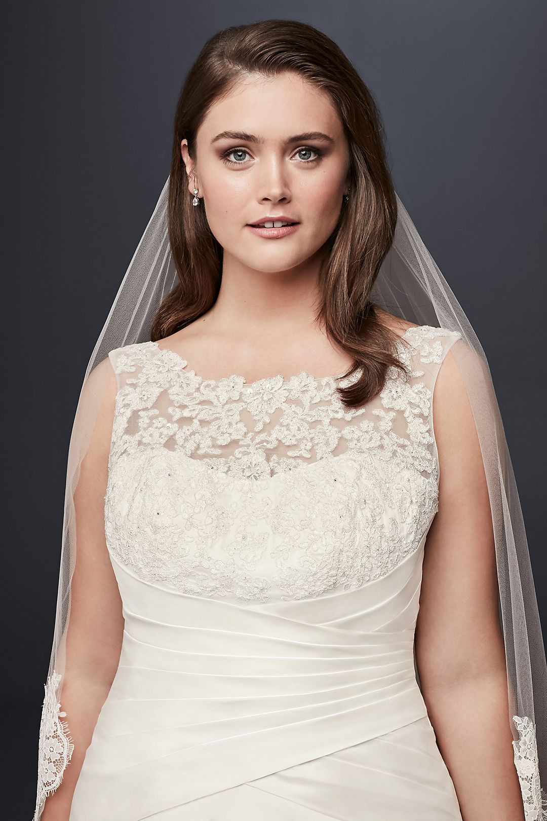 Illusion Lace and Taffeta Plus Size Wedding Dress Image 4