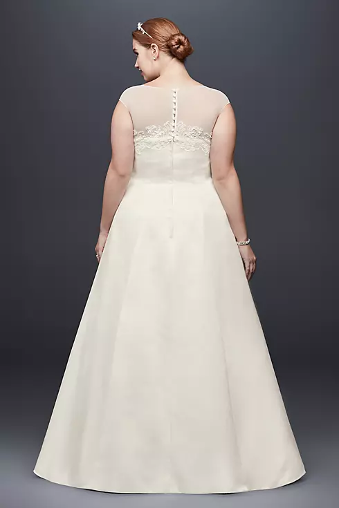 Illusion Side-Draped Satin Plus Size Wedding Dress Image 2