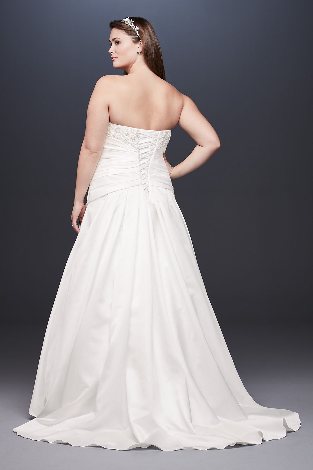 Strapless Pleated A-Line Drop Waist Wedding Dress Image 2
