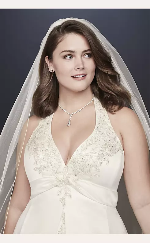 Embroidered Lace Satin Plus Size Wedding Dress Image 5