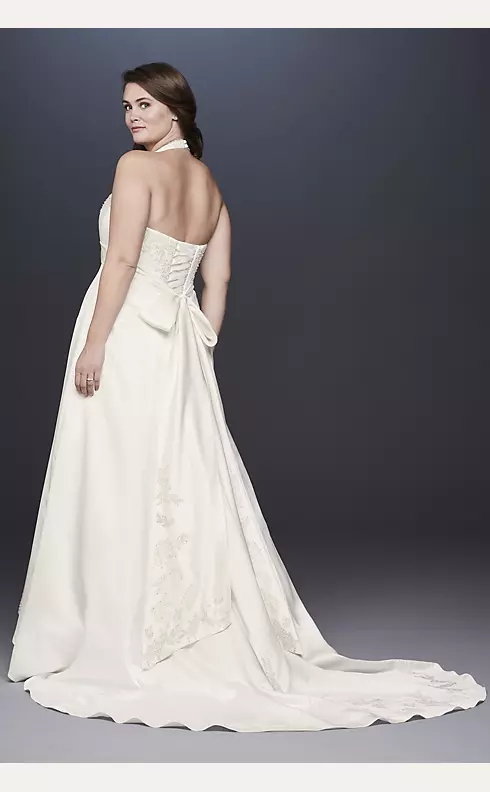 Embroidered Lace Satin Plus Size Wedding Dress Image 3