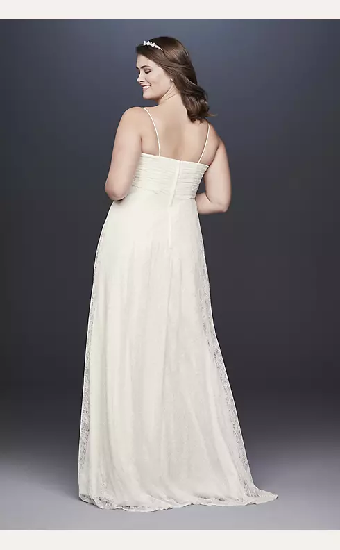 Pleated Plus Size Wedding Dress with Lace Overlay Image 2