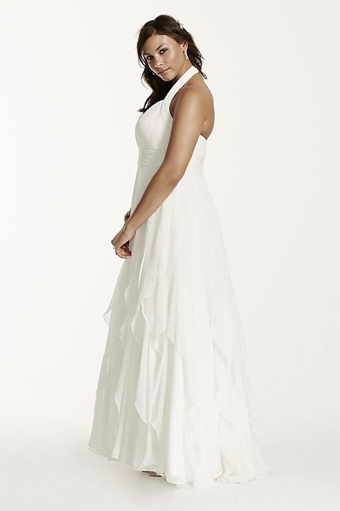 As-Is Halter Plus Size Wedding Dress with Ruffles Image 5