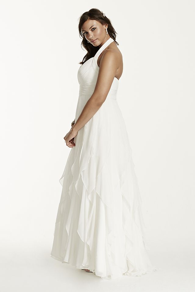 As-Is Halter Plus Size Wedding Dress with Ruffles Image 5