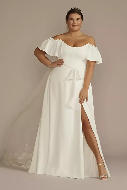Recycled Crepe Off-the-Shoulder Wedding Dress Image 1