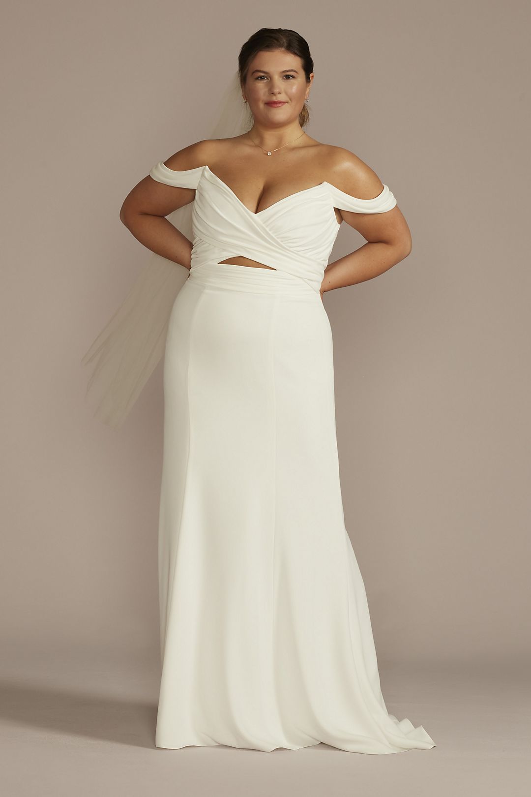 Recycled Crepe Swag Sleeve Wedding Dress Image