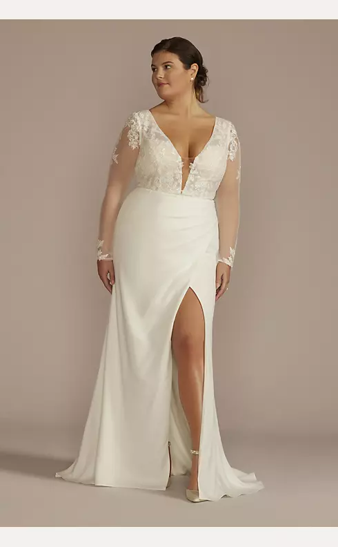 Recycled Lace Sheer Long Sleeve Wedding Dress Image 1