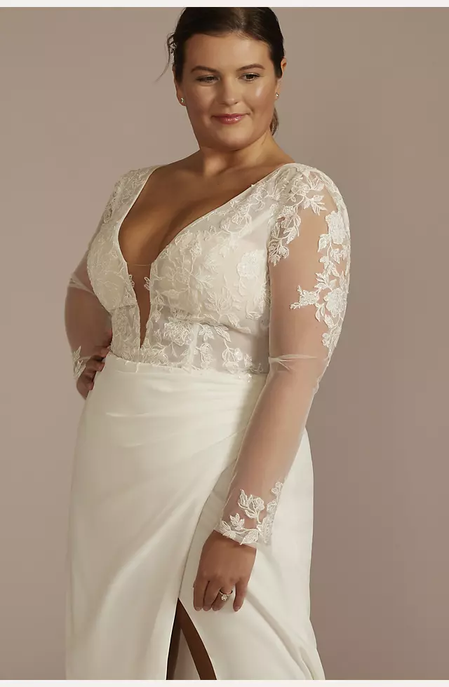 Recycled Lace Sheer Long Sleeve Wedding Dress Image 3