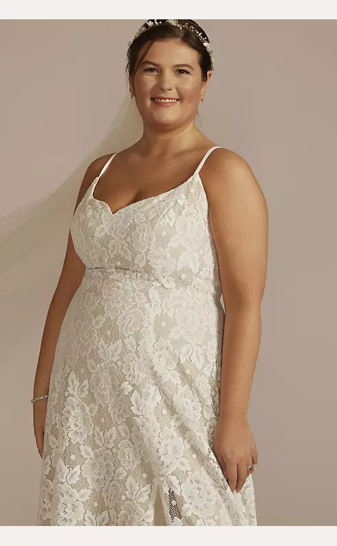 Recycled Floral Lace Spaghetti Strap Wedding Dress Image 3