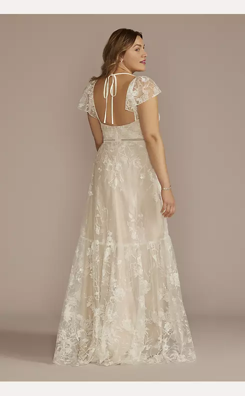 Recycled Lace Illusion Cap Sleeve Wedding Dress Image 2