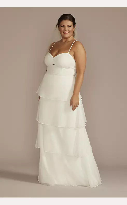 Recycled Chiffon Tiered Skirt Wedding Dress Image 1