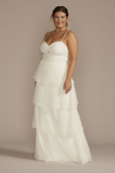 Recycled Chiffon Tiered Skirt Wedding Dress Image 1