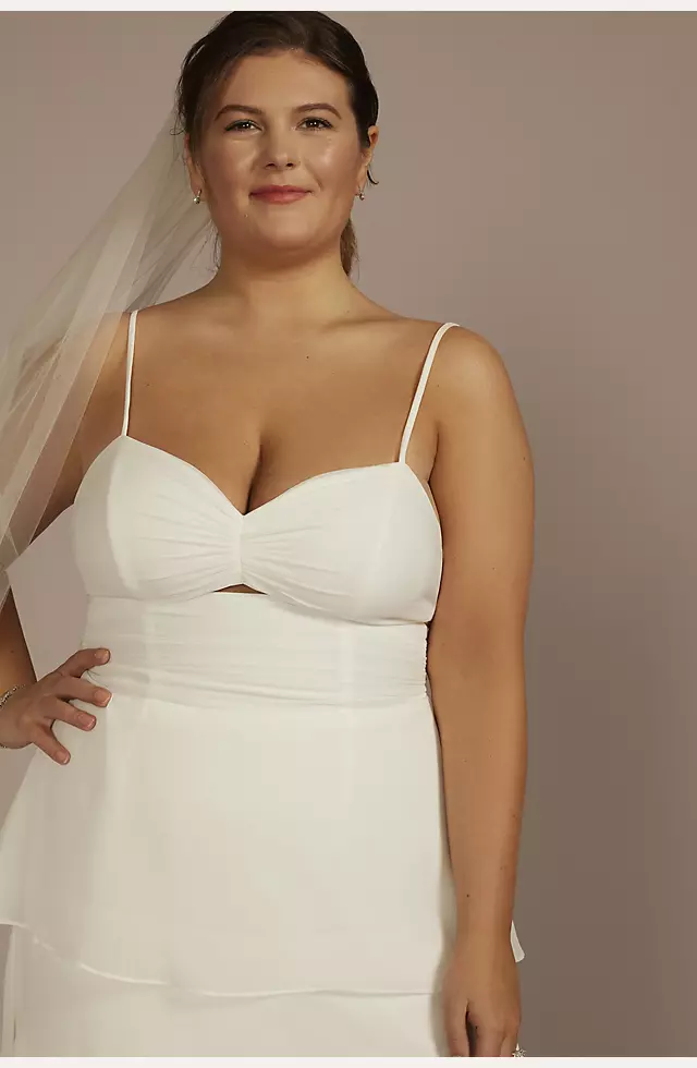 Recycled Chiffon Tiered Skirt Wedding Dress Image 3