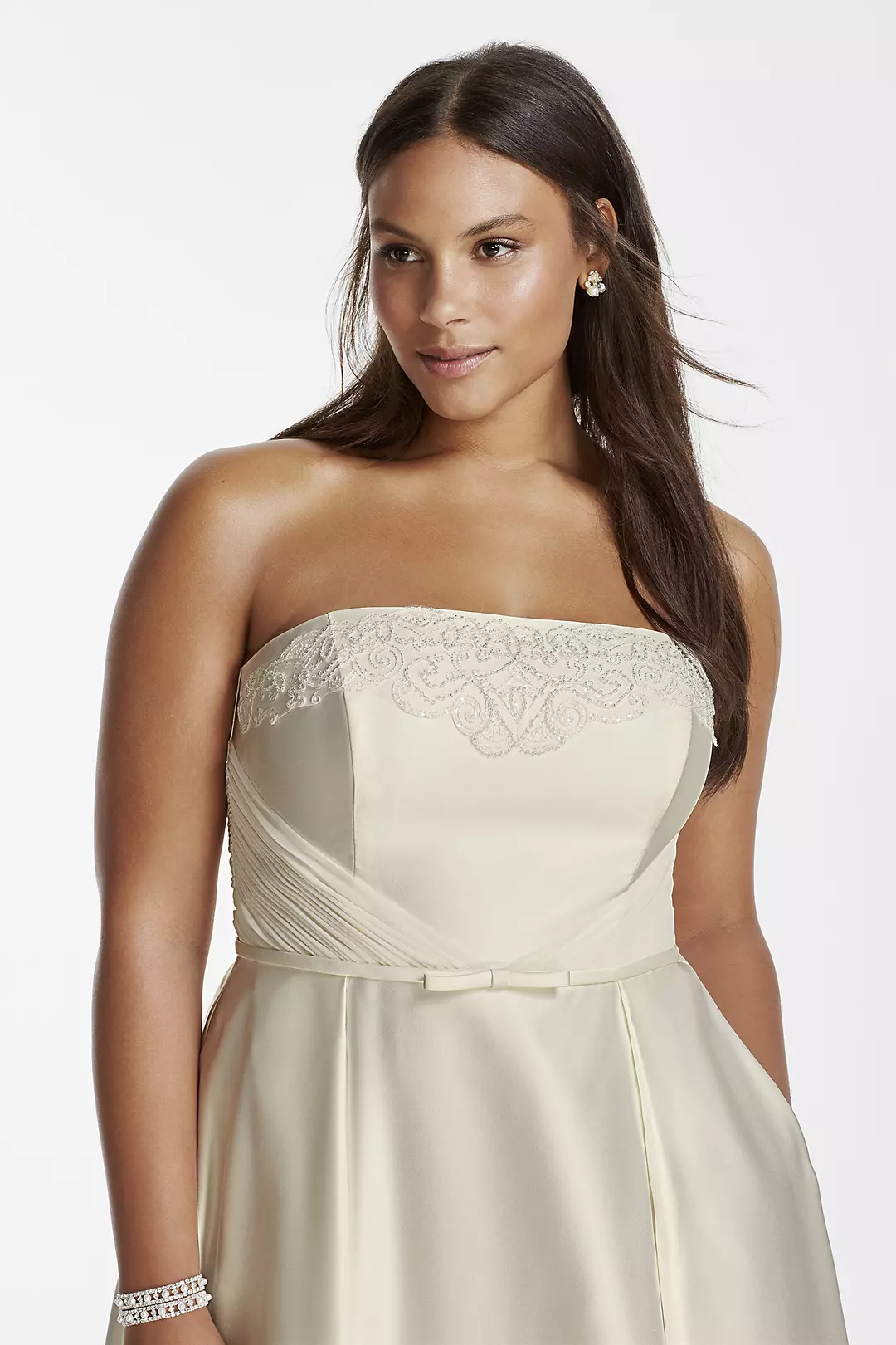 Strapless Satin Aline Gown with Pockets Image 3