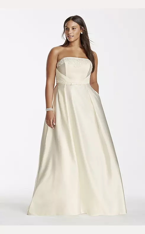 Strapless Satin Aline Gown with Pockets Image 1