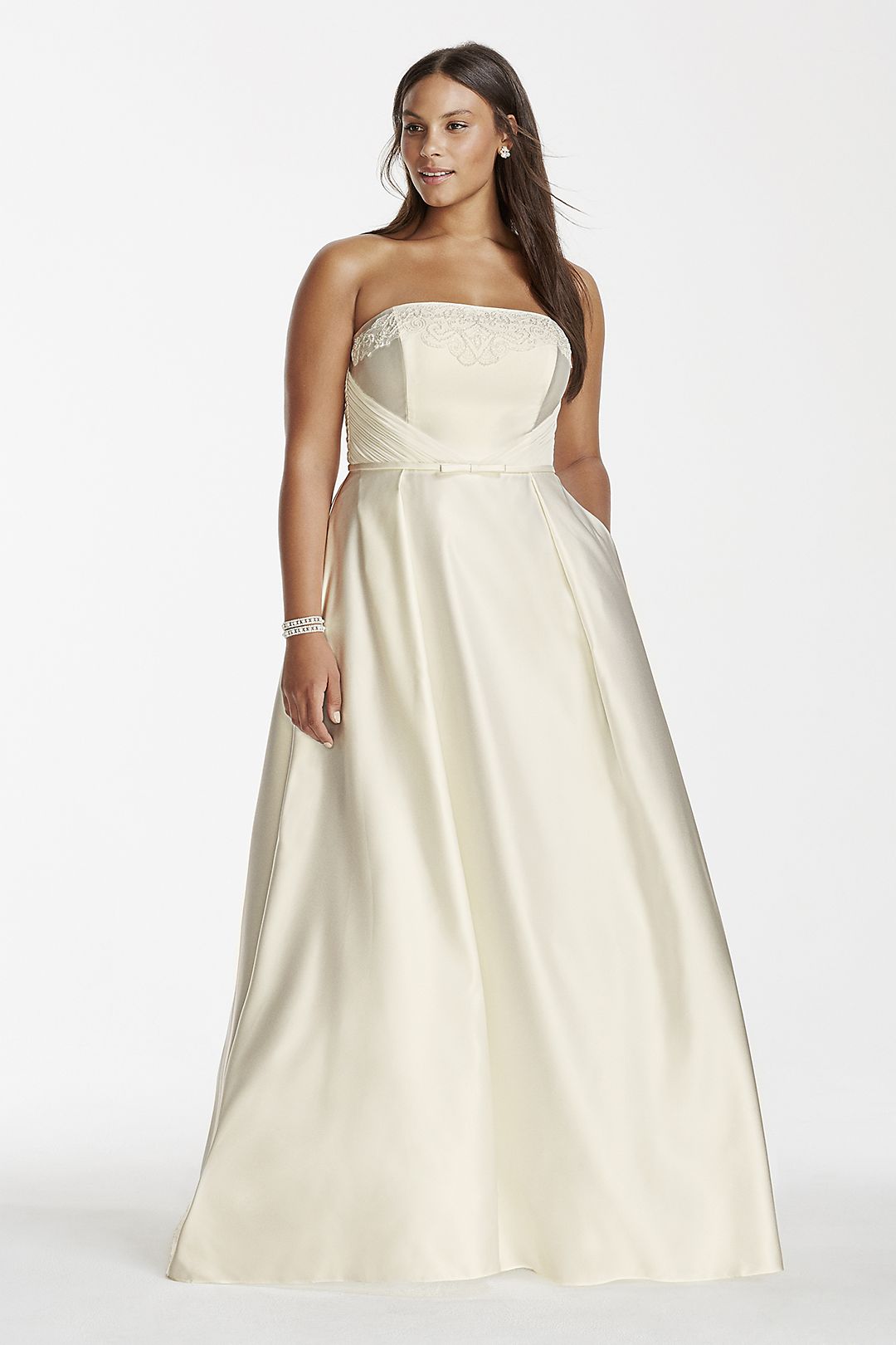 Strapless Satin Aline Gown with Pockets Image