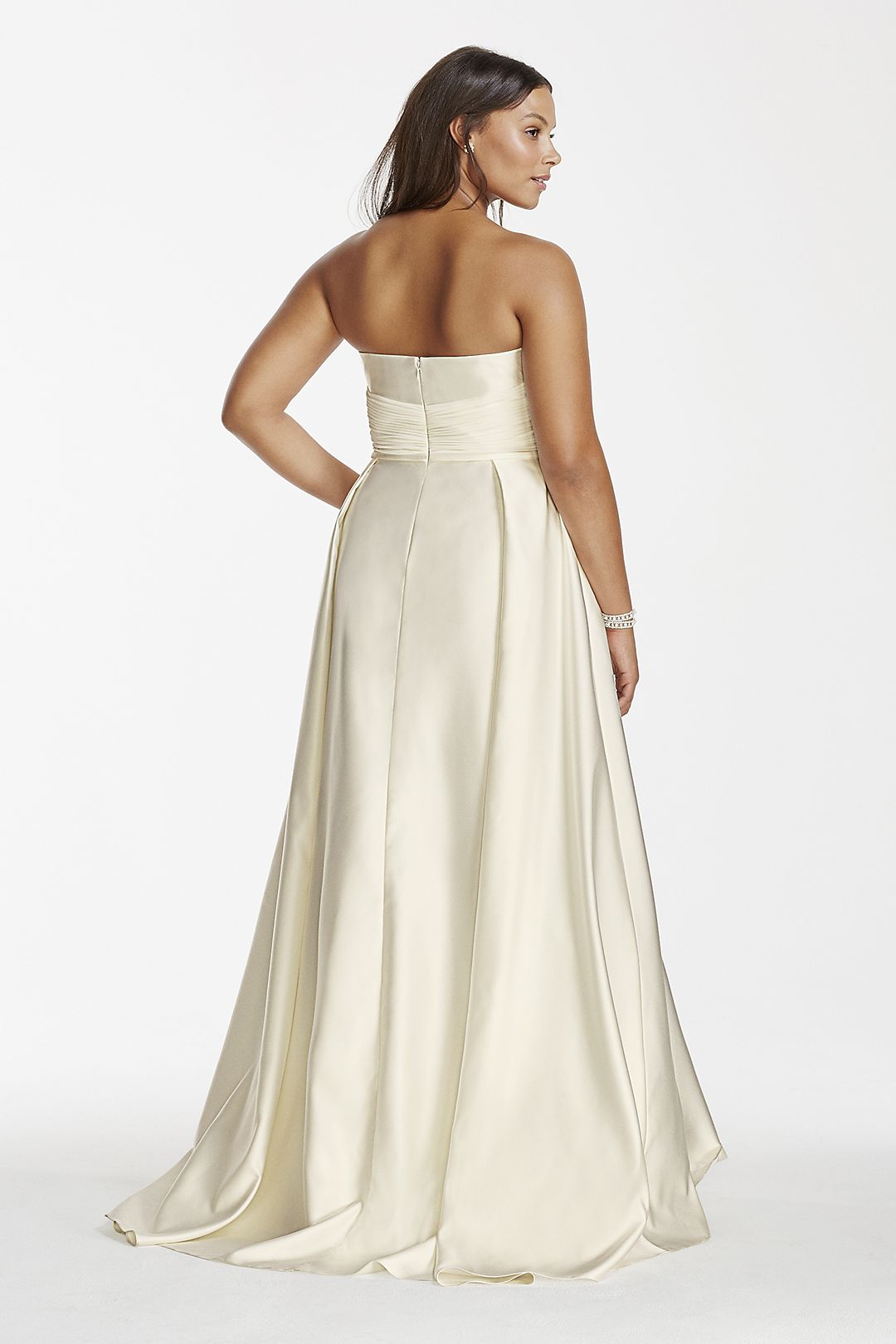 Strapless Satin Aline Gown with Pockets Image 2