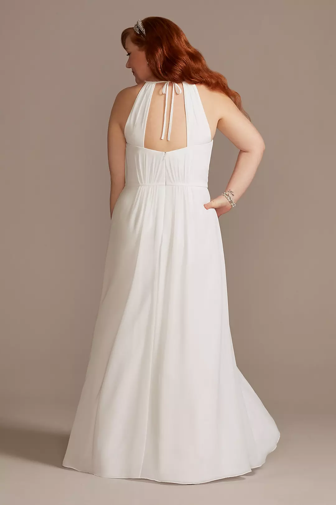 Chiffon A-Line Wedding Dress with Tie Back Image 2