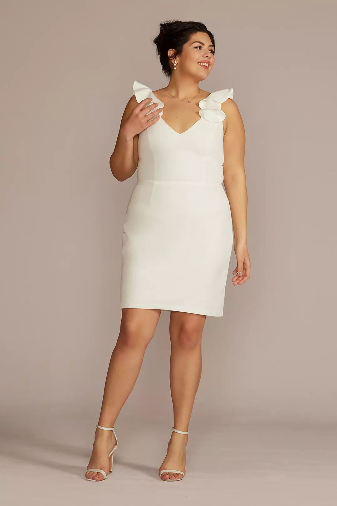 V-Neck Ruffle Short Dress with Open Back Image