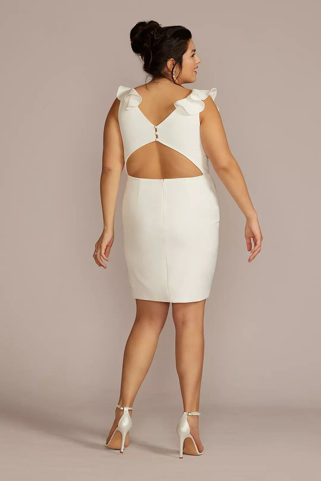 V-Neck Ruffle Short Dress with Open Back Image 2