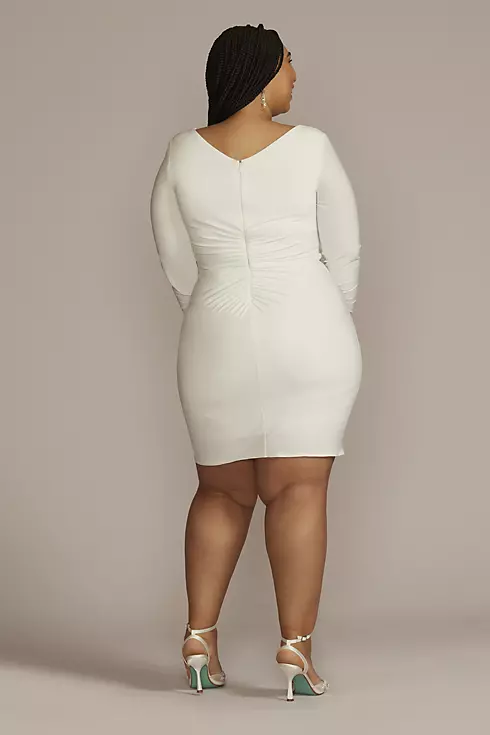 Long Sleeve Jersey Dress with Side Draping Image 2