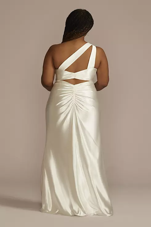 One-Shoulder Ruched Back Sheath Wedding Dress Image 2