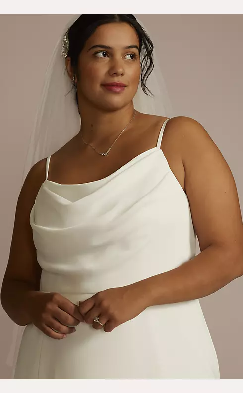 Cowl Neck Crepe Scoop Back A-Line Wedding Dress Image 3