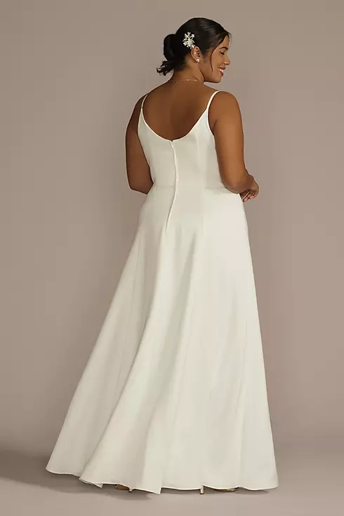 Cowl Neck Crepe Scoop Back A-Line Wedding Dress Image 2