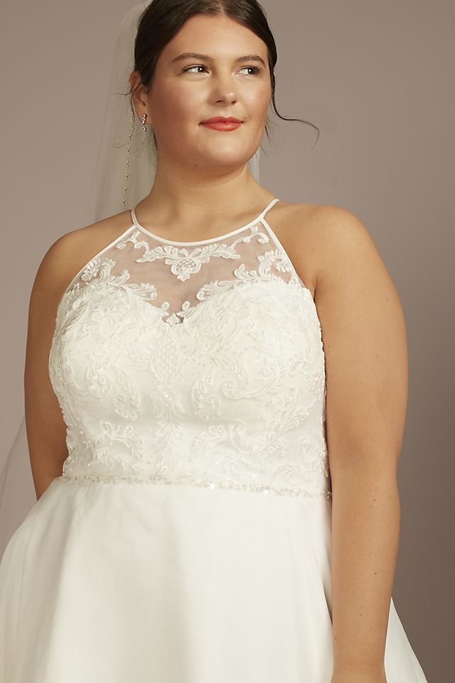 Embellished Halter Neck A-Line Wedding Dress Image 3