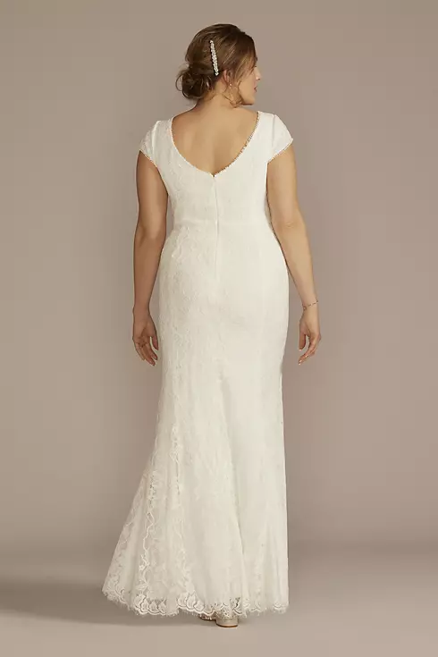 Allover Lace Cap Sleeve Mermaid Wedding Dress Image 2