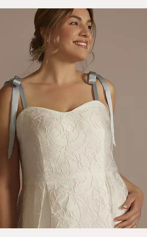 Short Jacquard A-Line Dress with Removable Straps Image 4