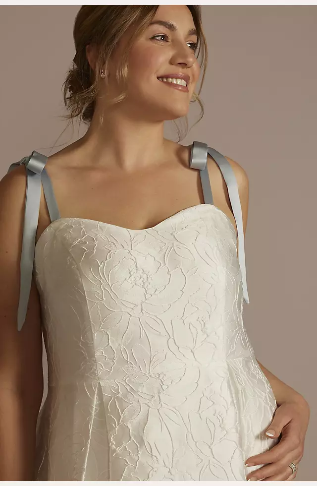 Short Jacquard A-Line Dress with Removable Straps Image 4