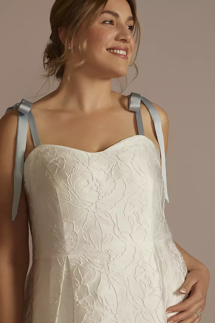 Short Jacquard A-Line Dress with Removable Straps | David's Short Jacquard A-Line Dress with Removable Straps | David's