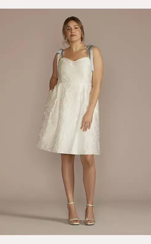 Short Jacquard A-Line Dress with Removable Straps Image 1