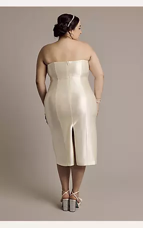 Sculpting Satin Midi Dress with Draped Bodice Image 2