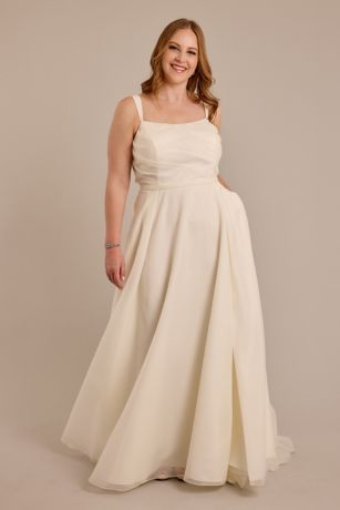 Organza Scoop Neck A-Line Wedding Dress | David's Bridal