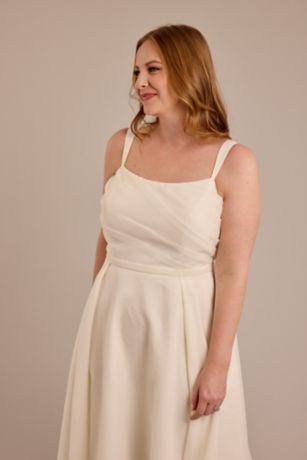 Two Piece A Line Organza Scoop Ivory Prom Dresses LBQ0232 main image 1