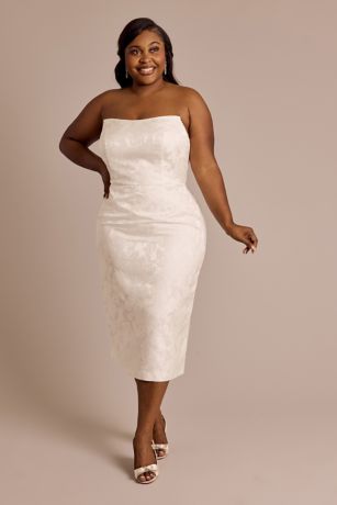 Jacquard Midi Dress with Removable Sleeves | David's Bridal