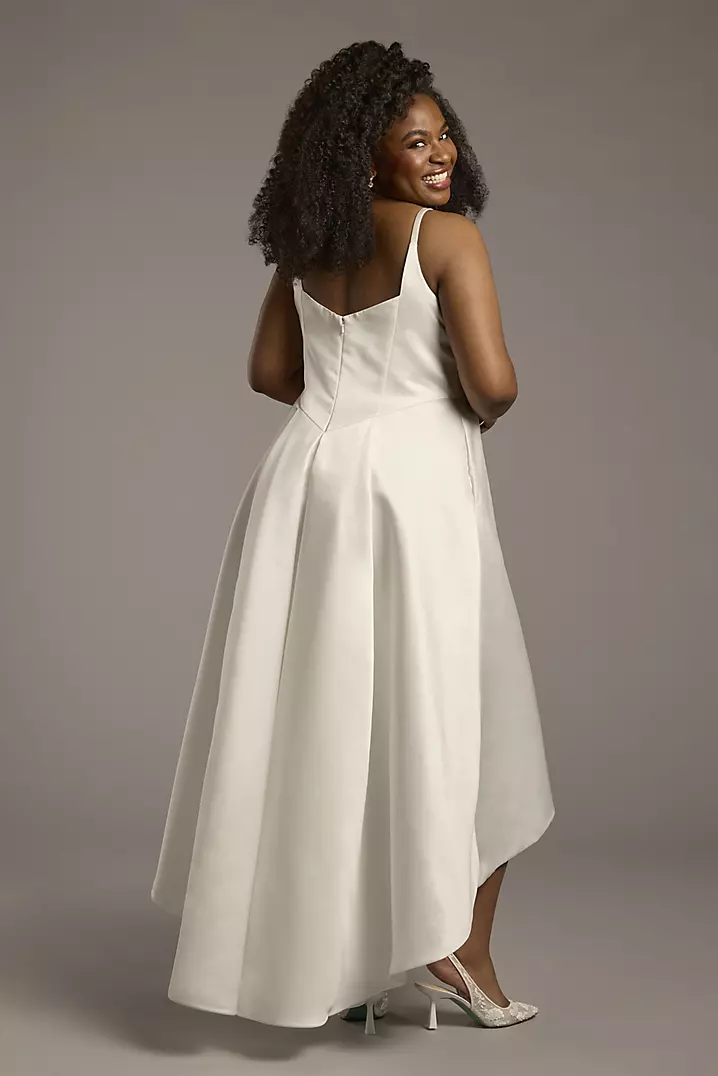 Satin Spaghetti Strap High-Low Dress | David's Bridal Satin Spaghetti Strap High-Low Dress | David's Bridal