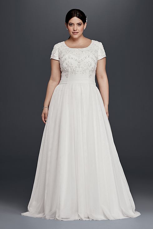 Modest Short Sleeve A-Line Wedding Dress  Image