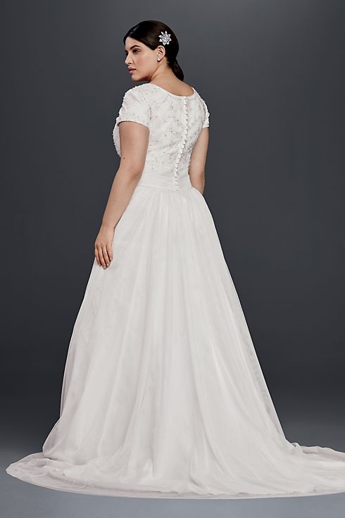 Modest Short Sleeve A-Line Wedding Dress  Image 2