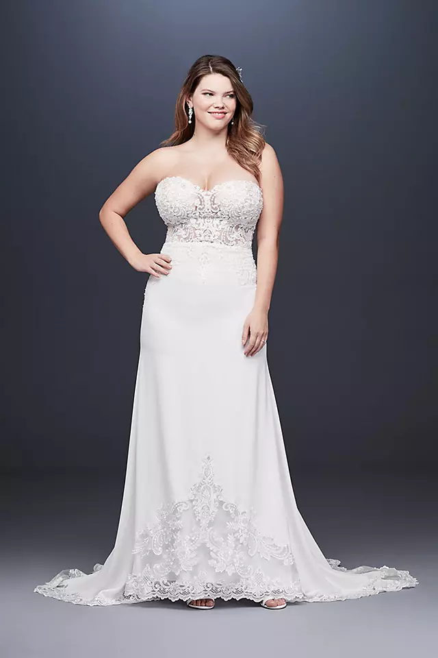 As Is Sheer Beaded Bodice Lace Wedding Dress Image