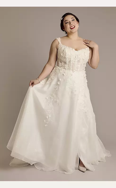 3D Floral Sweetheart Tank A-Line Wedding Dress Image 1