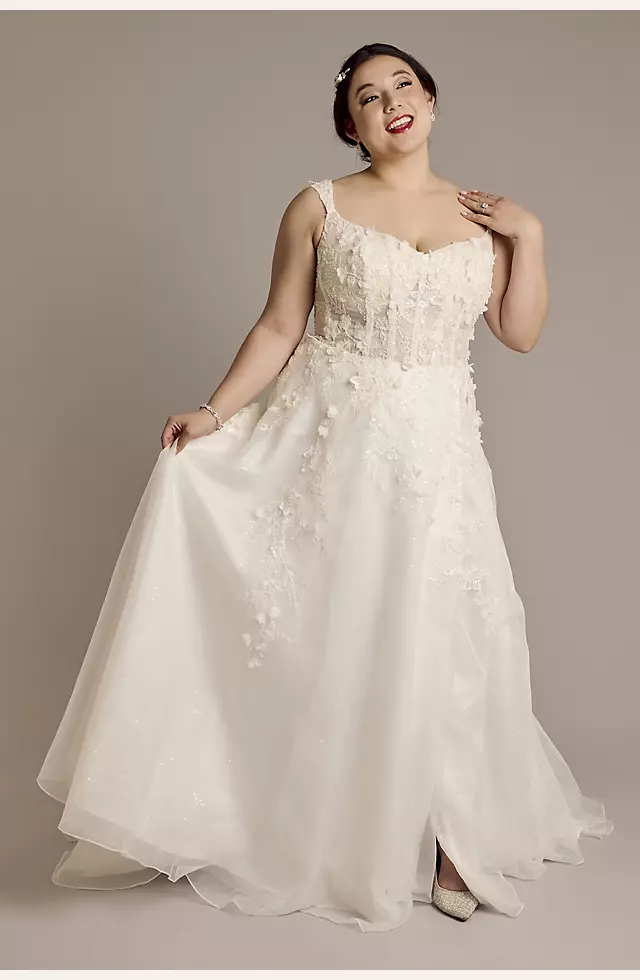 3D Floral Sweetheart Tank A-Line Wedding Dress Image