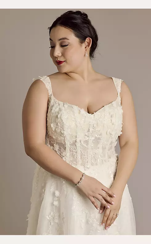3D Floral Sweetheart Tank A-Line Wedding Dress Image 3