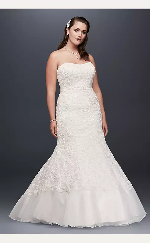 Lace Overlay Charmeuse Wedding Dress with Train | David's Bridal