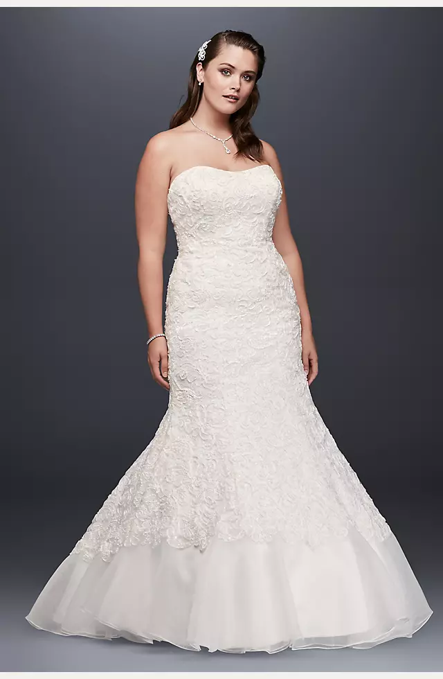 Lace Overlay Charmeuse Wedding Dress with Train Image