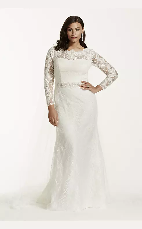 As-Is Lace Long Sleeve Sheath Gown with Beading Image 1