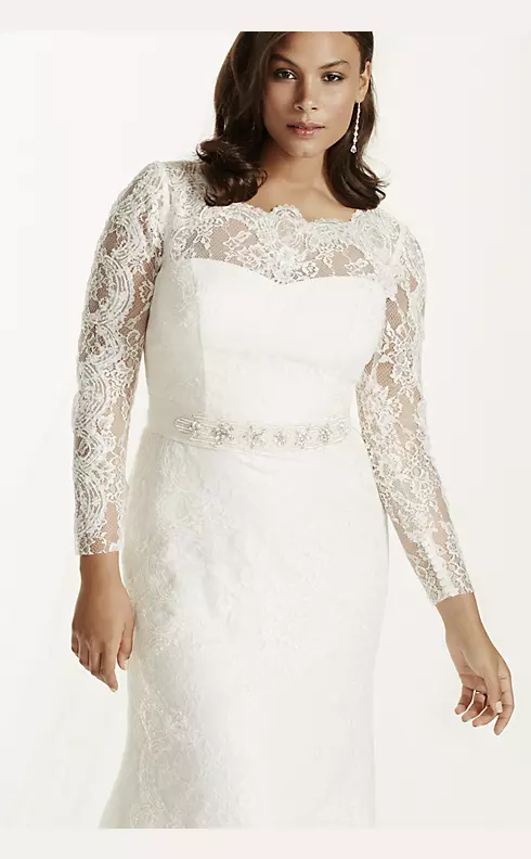 As-Is Lace Long Sleeve Sheath Gown with Beading Image 3